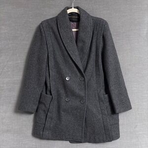 Vintage David‎ Benjamin Coat 10 Gray Wool Double Breasted Peacoat Classic 90s